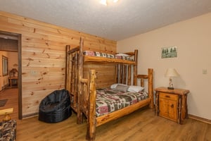 Bunk bed in a bunk room at Cubs Crib, a 3 bedroom cabin rental located in Gatlinburg