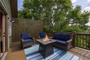 Outdoor seating with fireplace