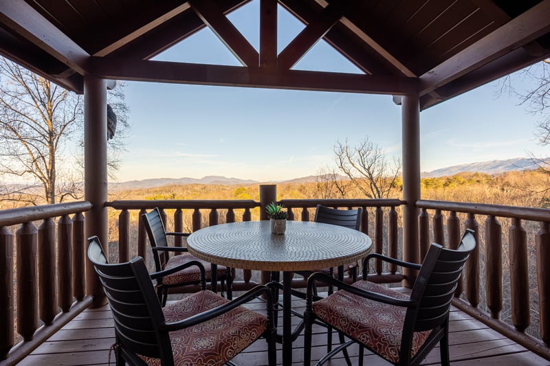 Covered deck with table and chairs