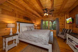 Master bedroom at Fox Ridge, a 3 bedroom cabin rental located in Pigeon Forge