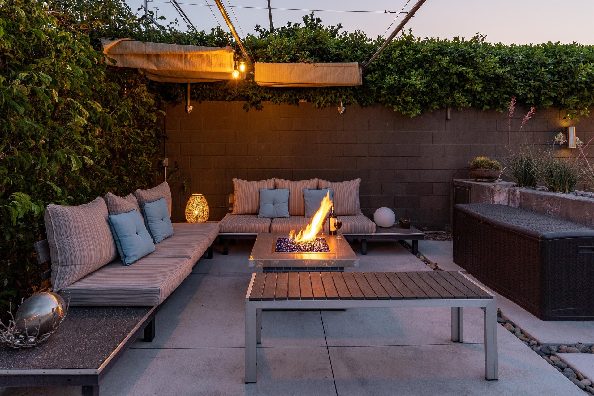 Enjoy cozy conversations around the outdoor firepit