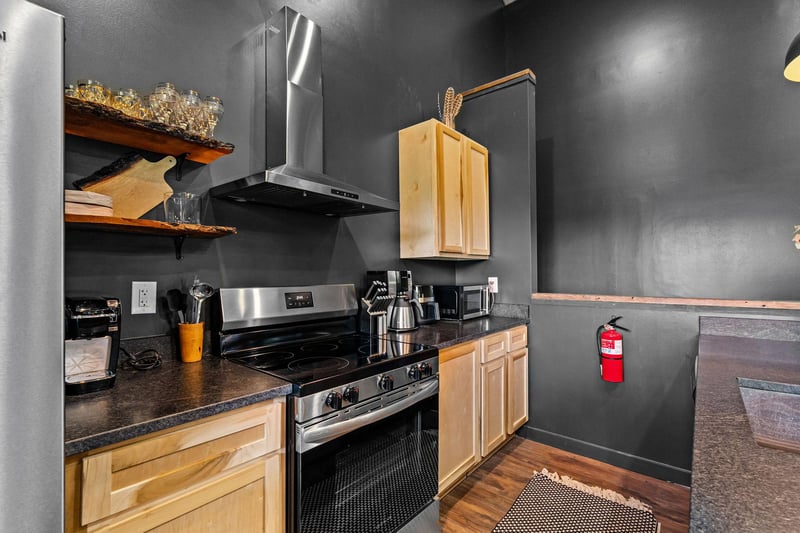 Stove and cabinets