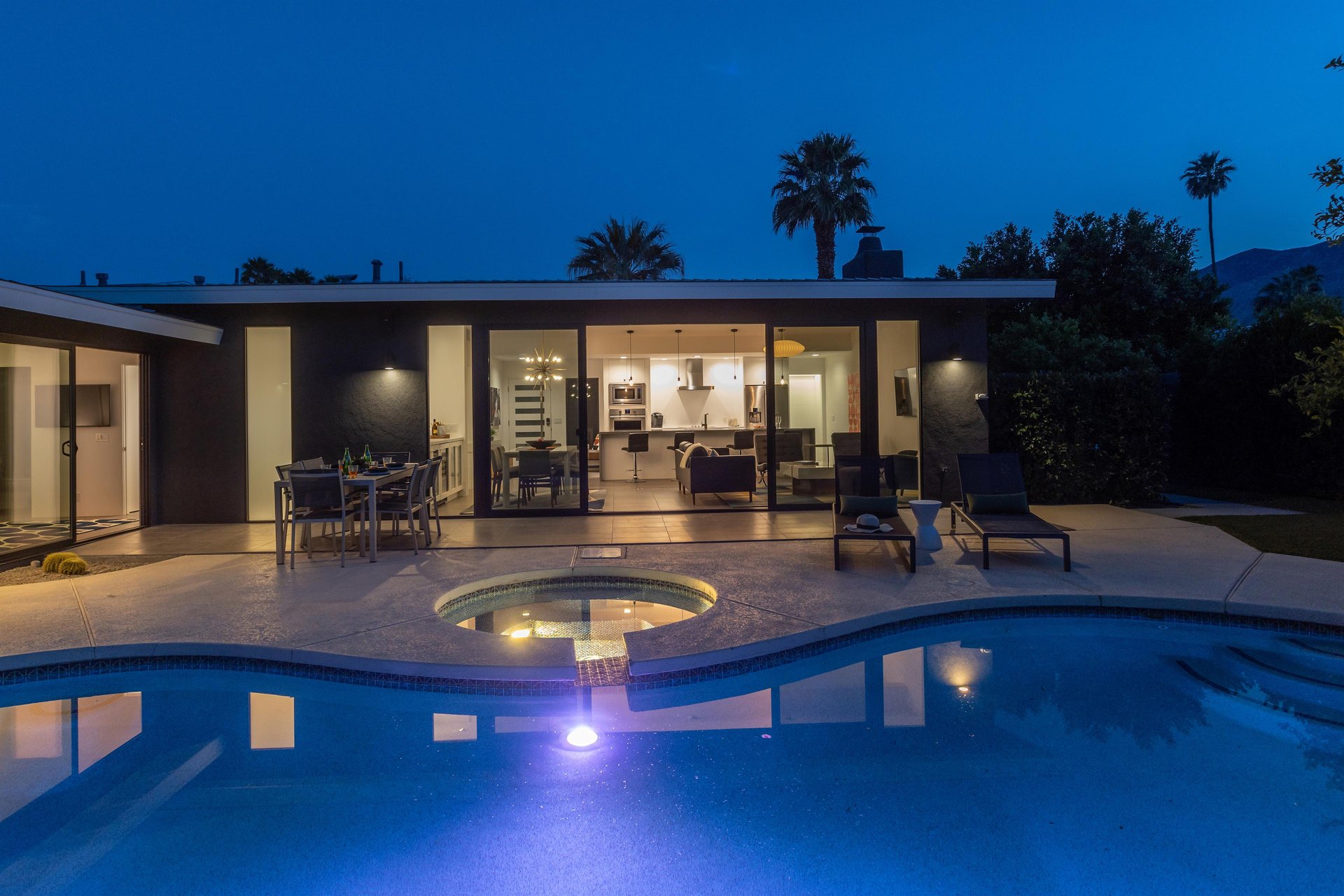 Fire feature by the pool for evenings under the stars