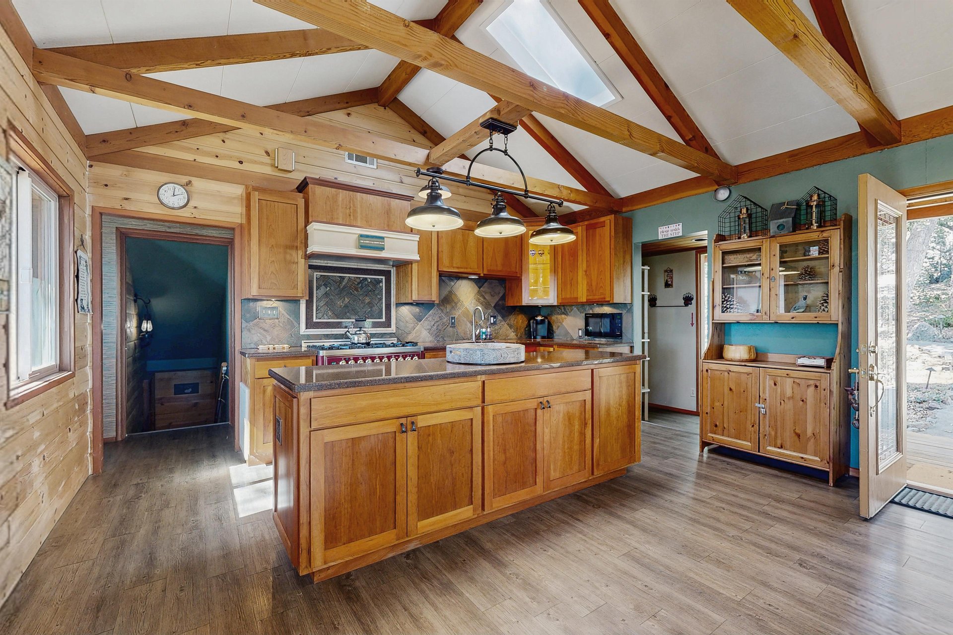 Spacious kitchen with island.