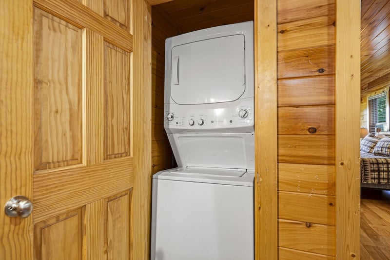 Your own inunit washer and dryer tucked into a cozy alcove, ready to refresh your wardrobe so you can pack light and stay longer.