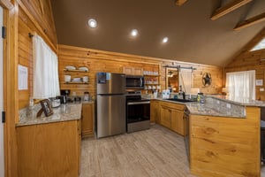 Full kitchen with granite countertops