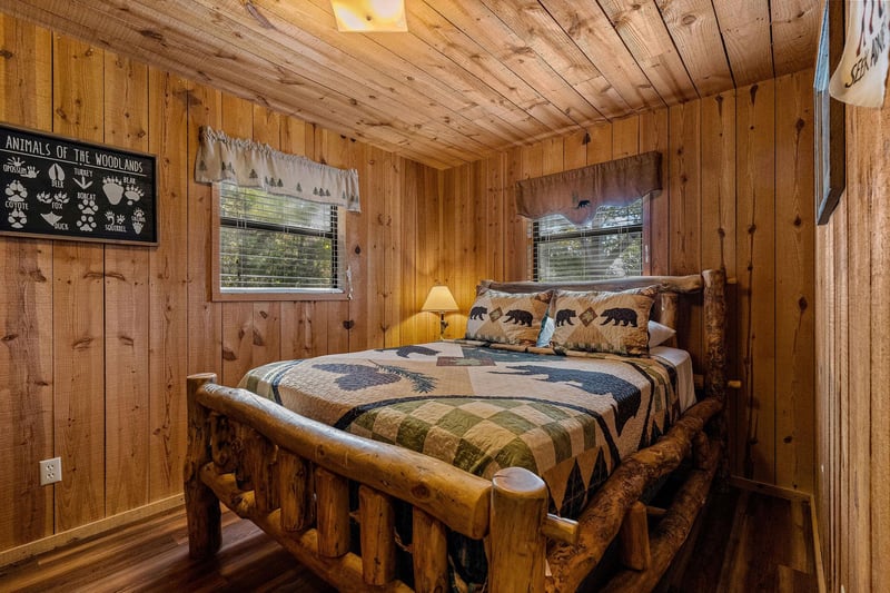 Queen bed with windows