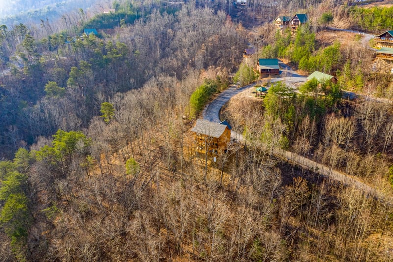 Aerial view at Everlys Splash, a 4 bedroom cabin rental located in Pigeon Forge