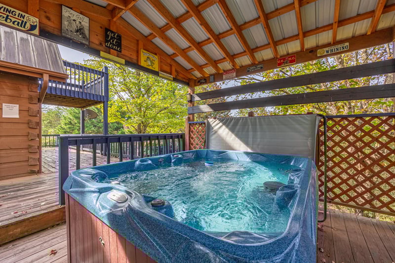 hot tub on entry level back deck