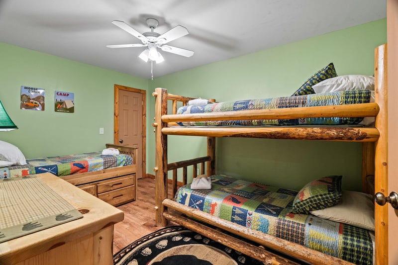 Bunk room at Lazy Bear Retreat, a 4 bedroom cabin rental located in Pigeon Forge