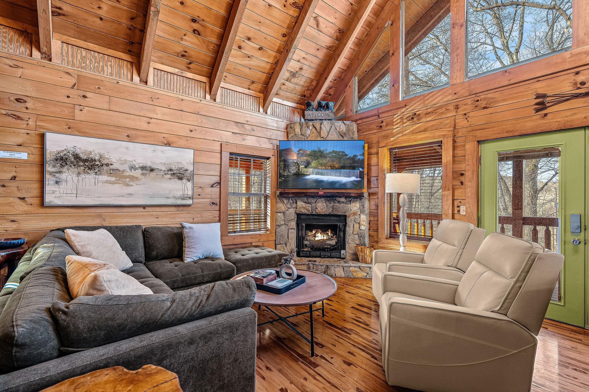 Living room with fireplace