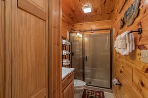 Bathroom with a shower at Graceland, a 4bedroom cabin rental located in Pigeon Forge