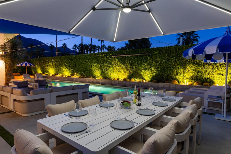 Time to eat in the covered outdoor dining area