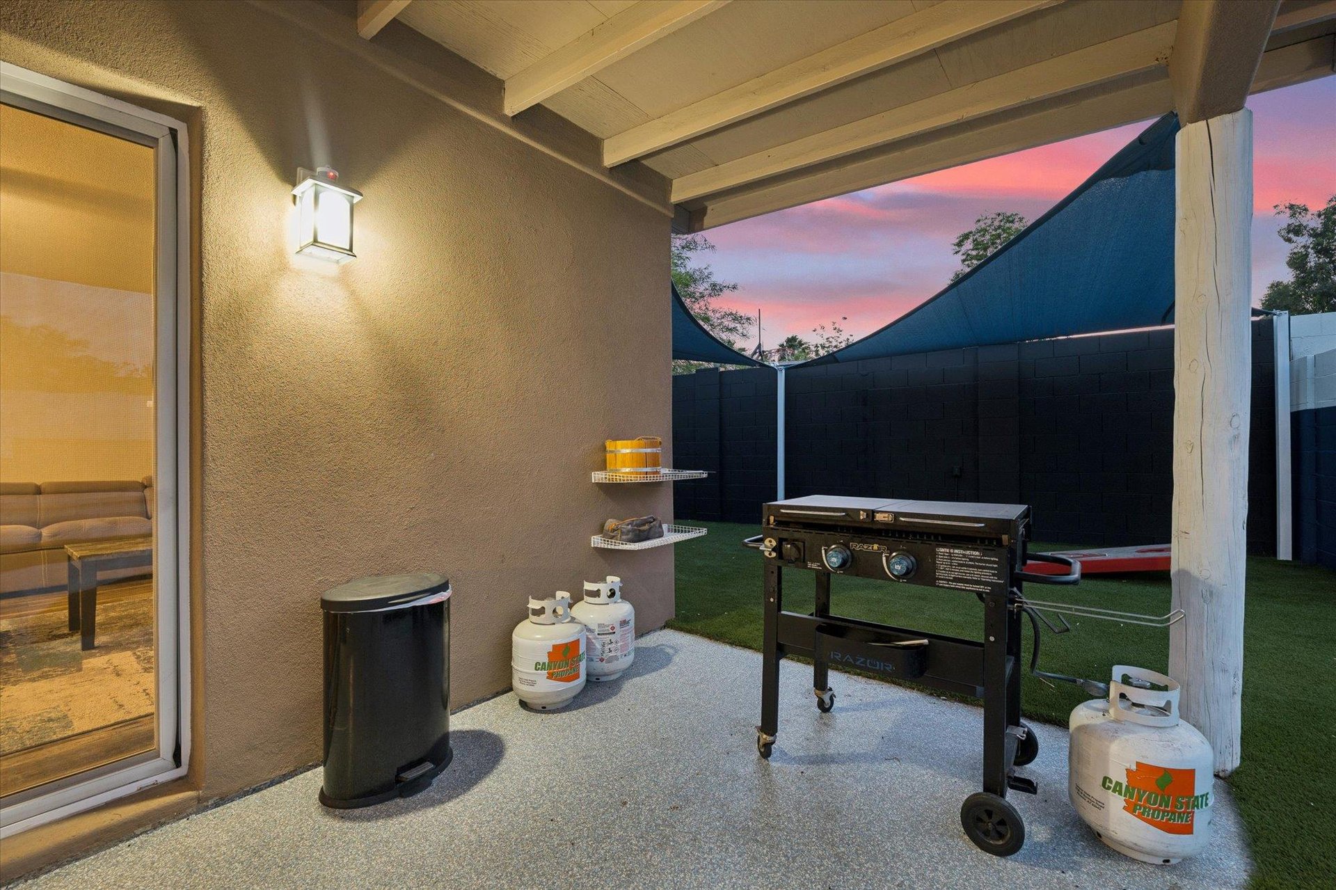 Blackstone Grill located on the back patio.