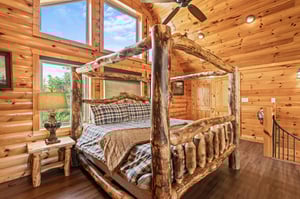 Canopy log king bed