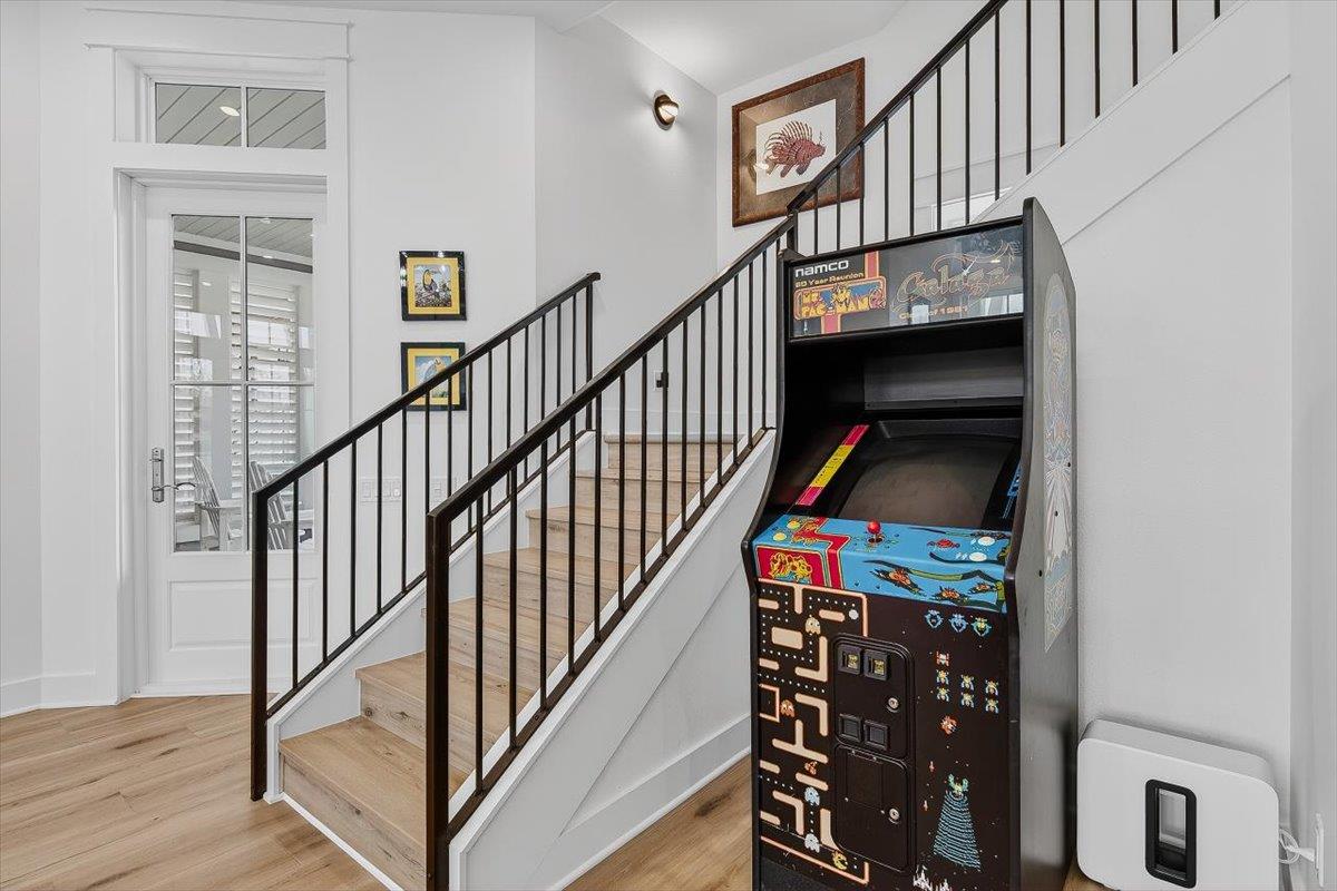 Featuring retro PacMan arcade game.