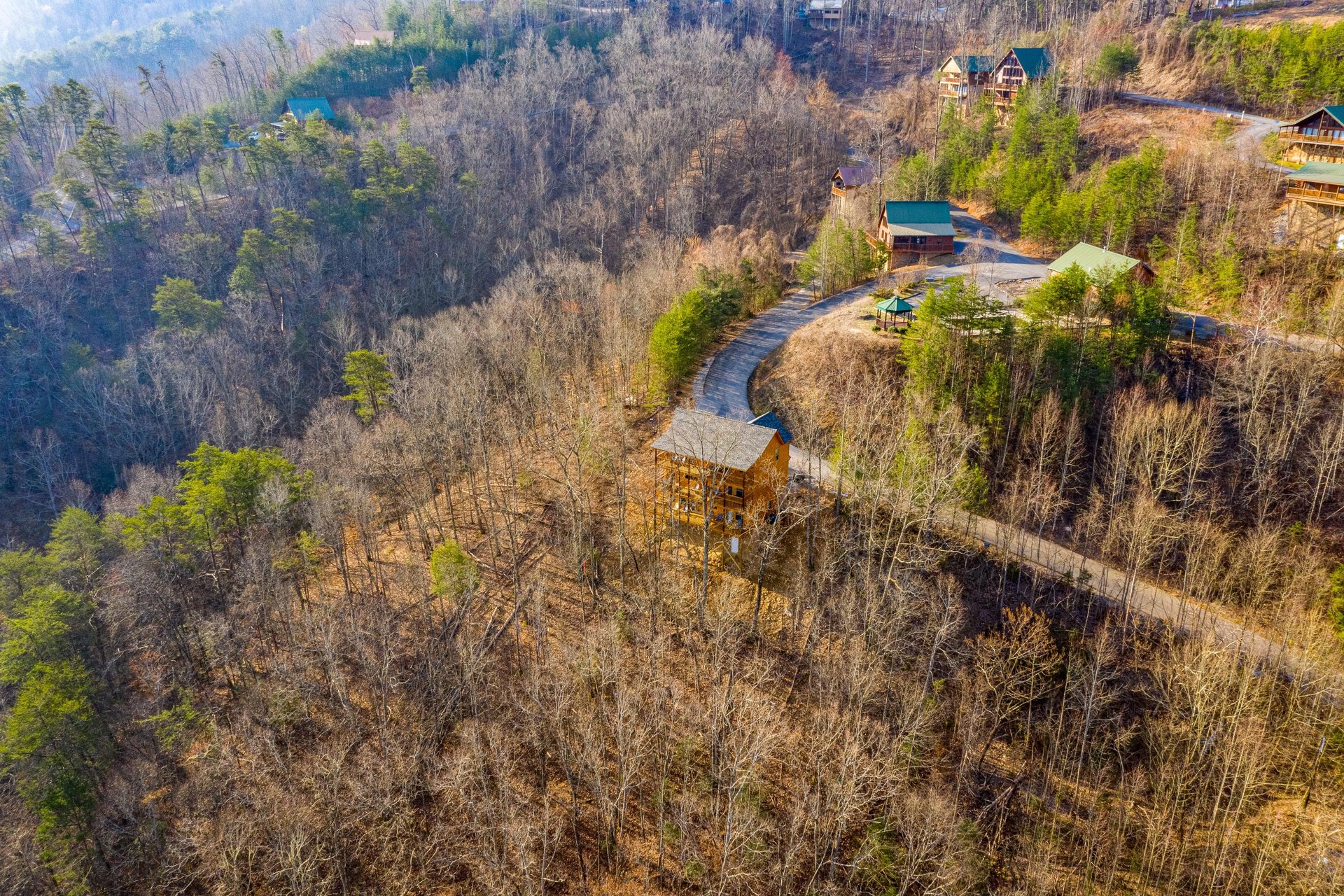 Aerial view at Everlys Splash, a 4 bedroom cabin rental located in Pigeon Forge