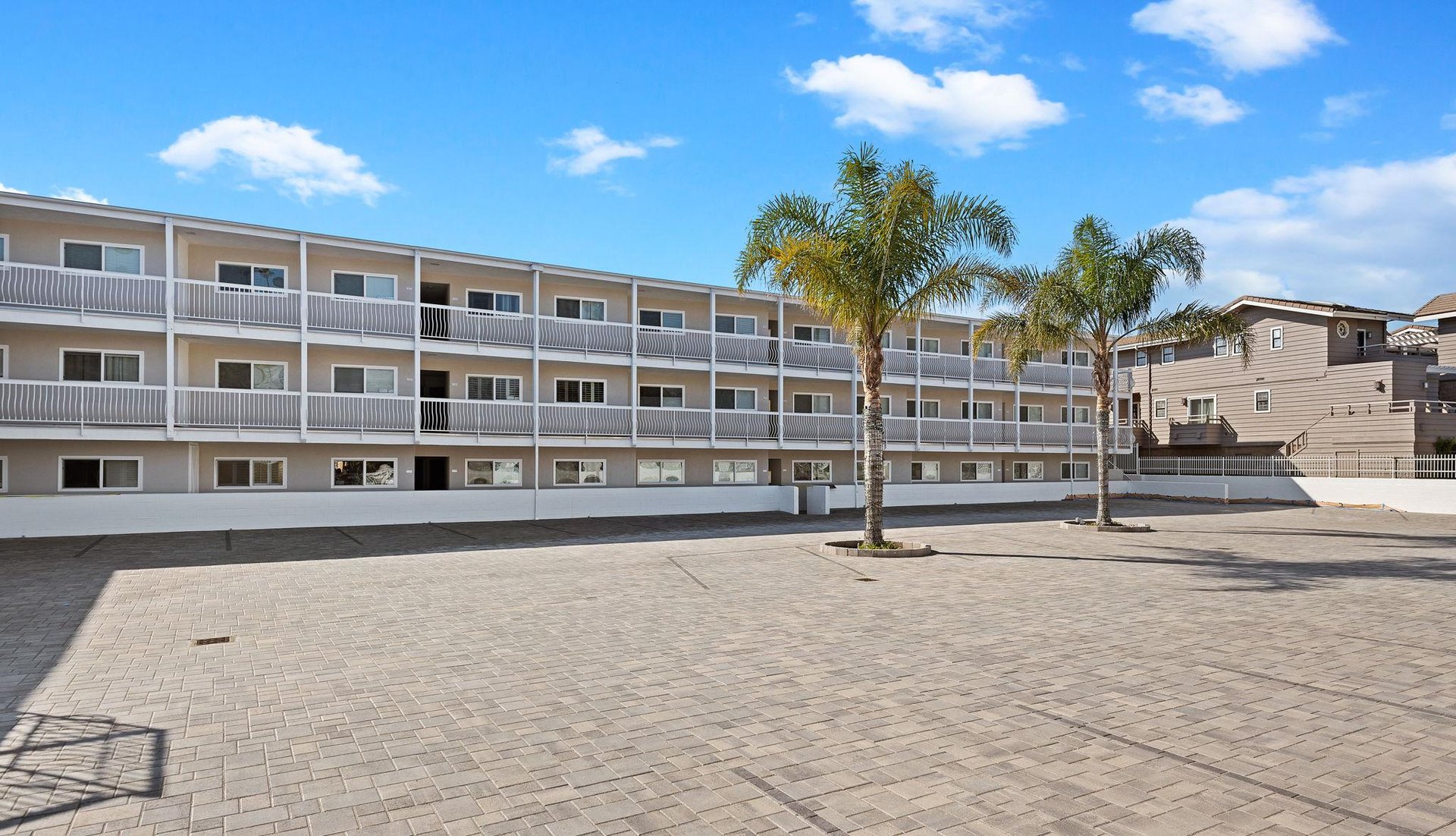Full view of parking lot and complex.