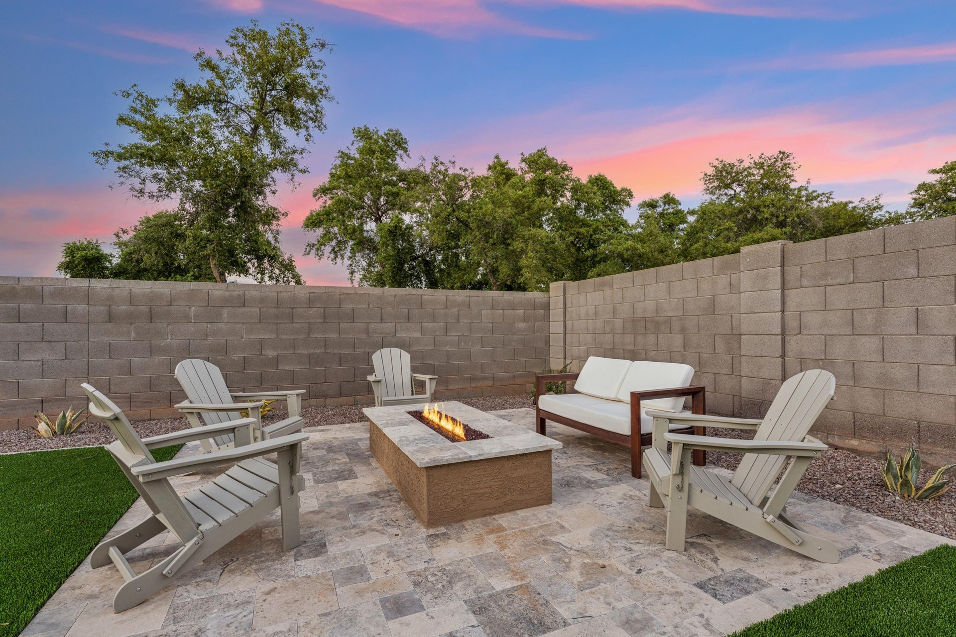 Fire pit with plenty of seating.