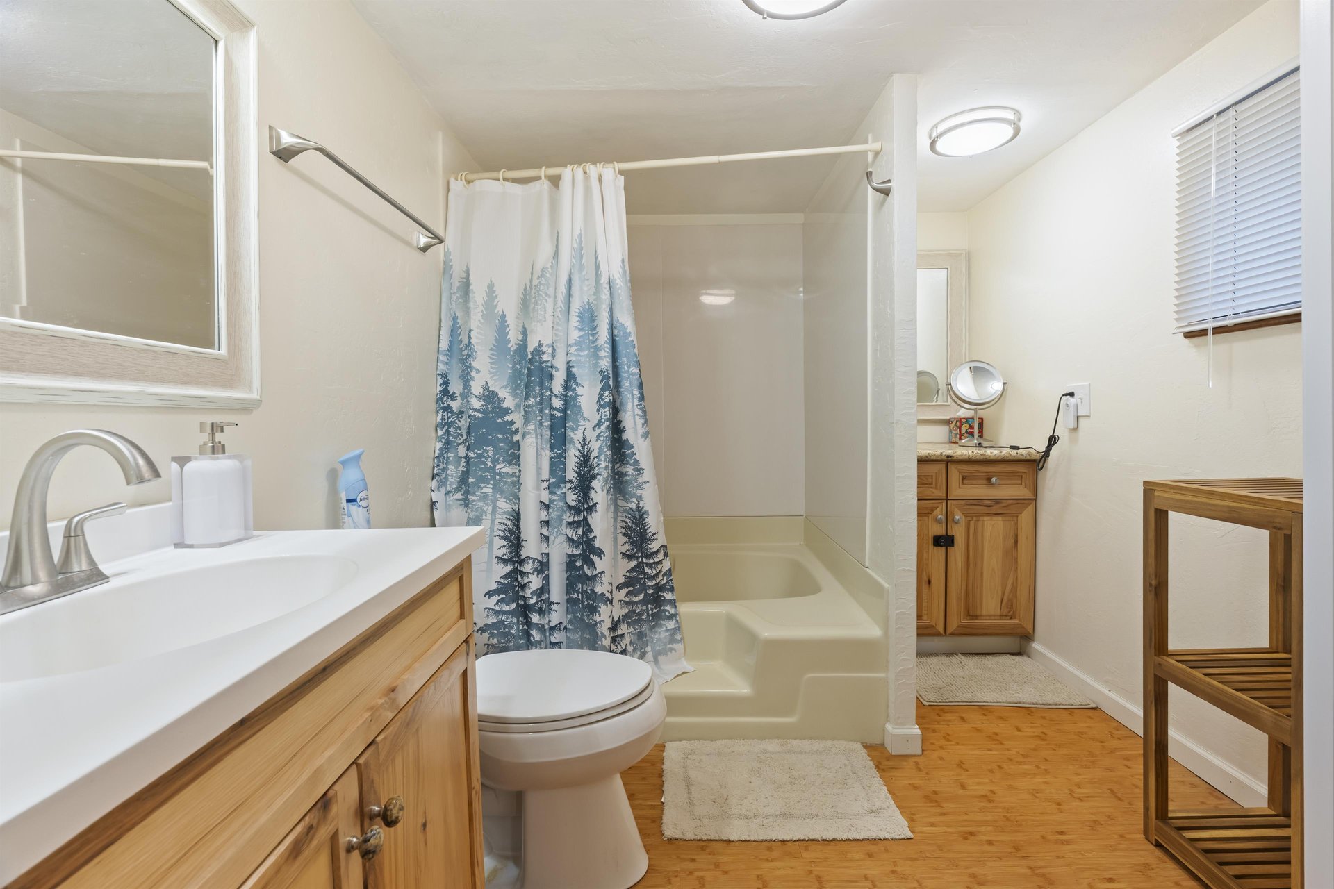 Ensuite bathroom with showertub combination.