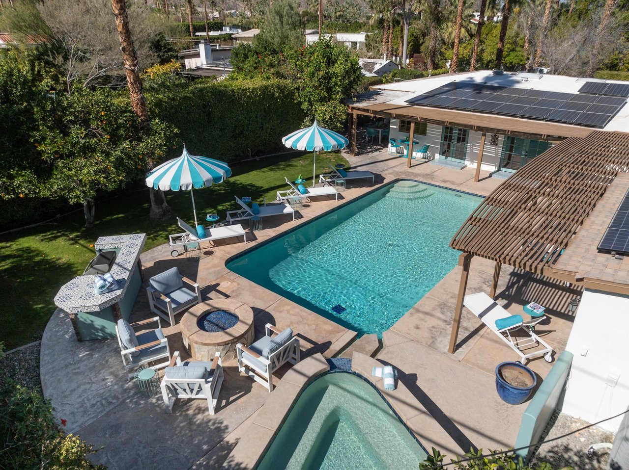 View of entire pool and spa areas