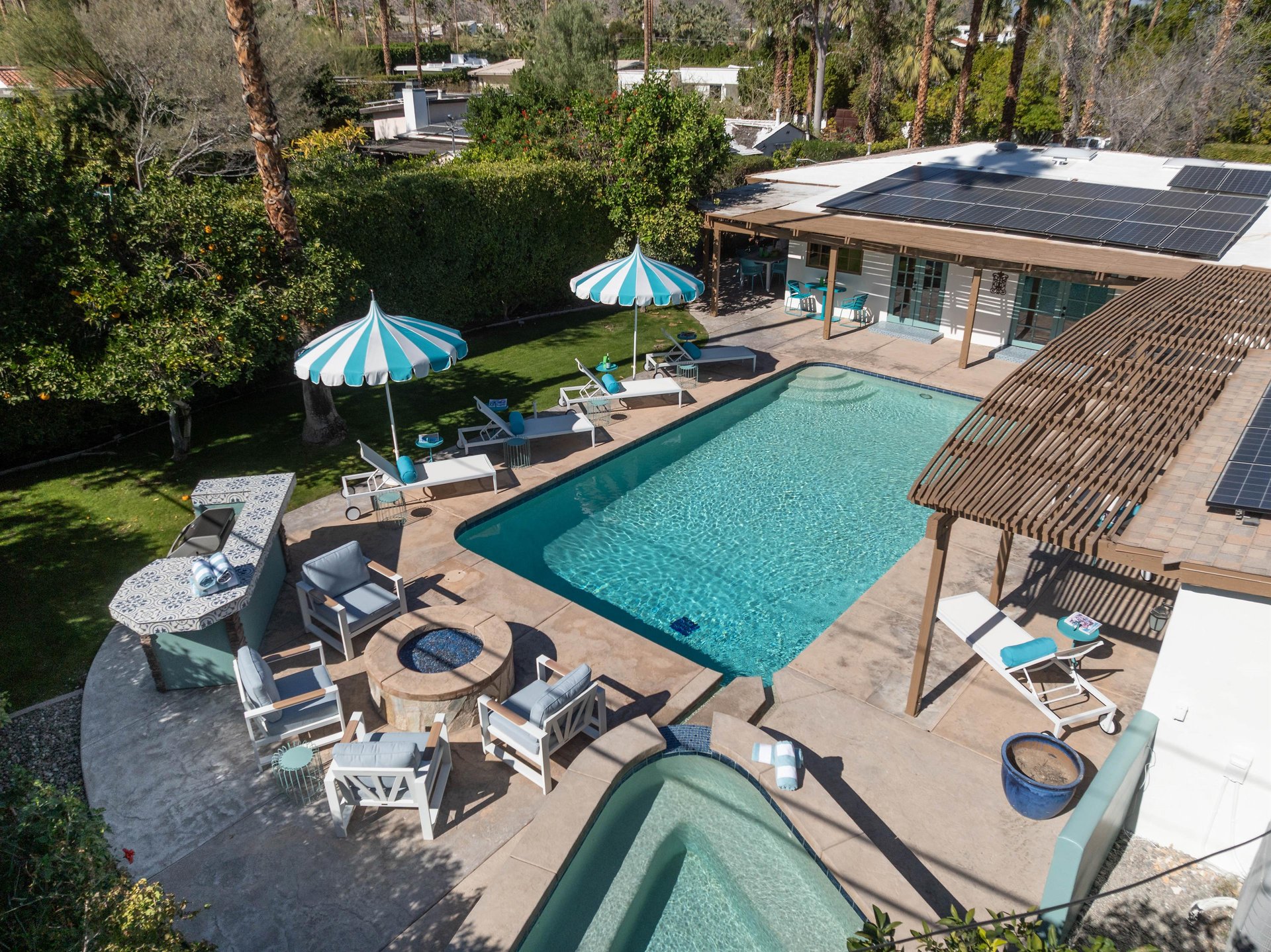 View of entire pool and spa areas