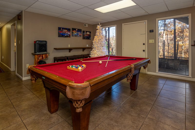 Pool Table at Buena Vista Getaway, a 3 bedroom cabin rental located in gatlinburg