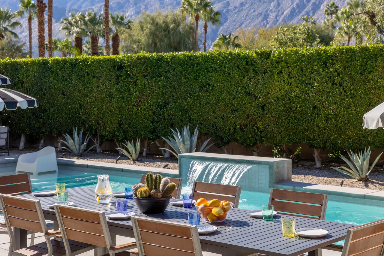 Poolside dining table