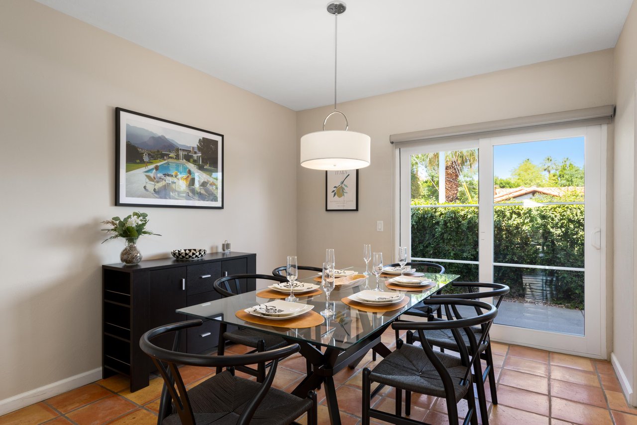 Table and chairs for up to 6 guests.