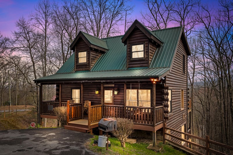 Front and side exterior view at Country Bears Getaway, a 3bedroom cabin rental located in Gatlinburg