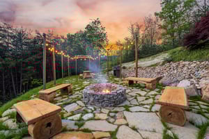 Outdoor firepit and seating area