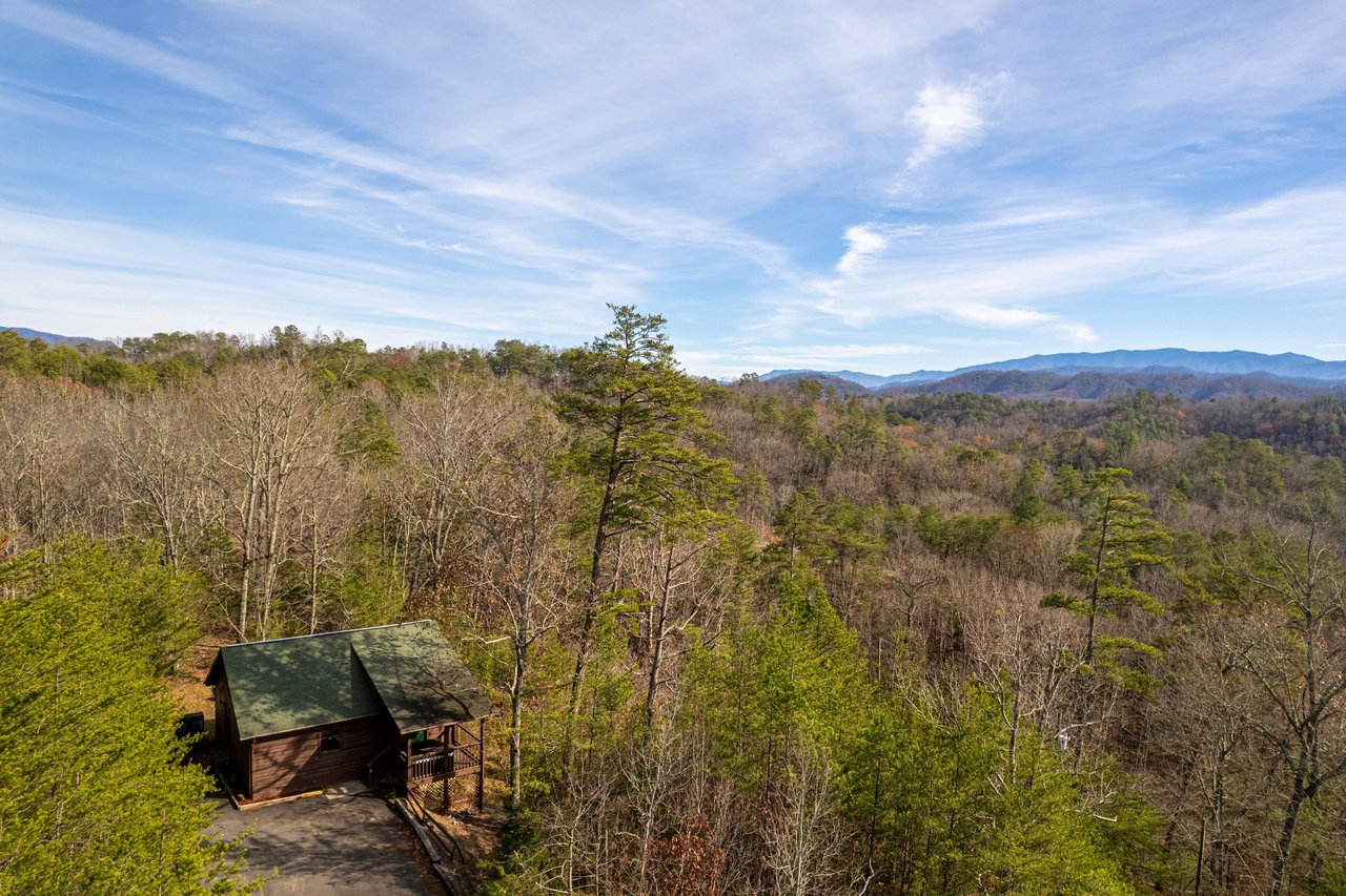 Aerial view at Liams Lookout, a 2 bedroom cabin rental located in Pigeon Forge