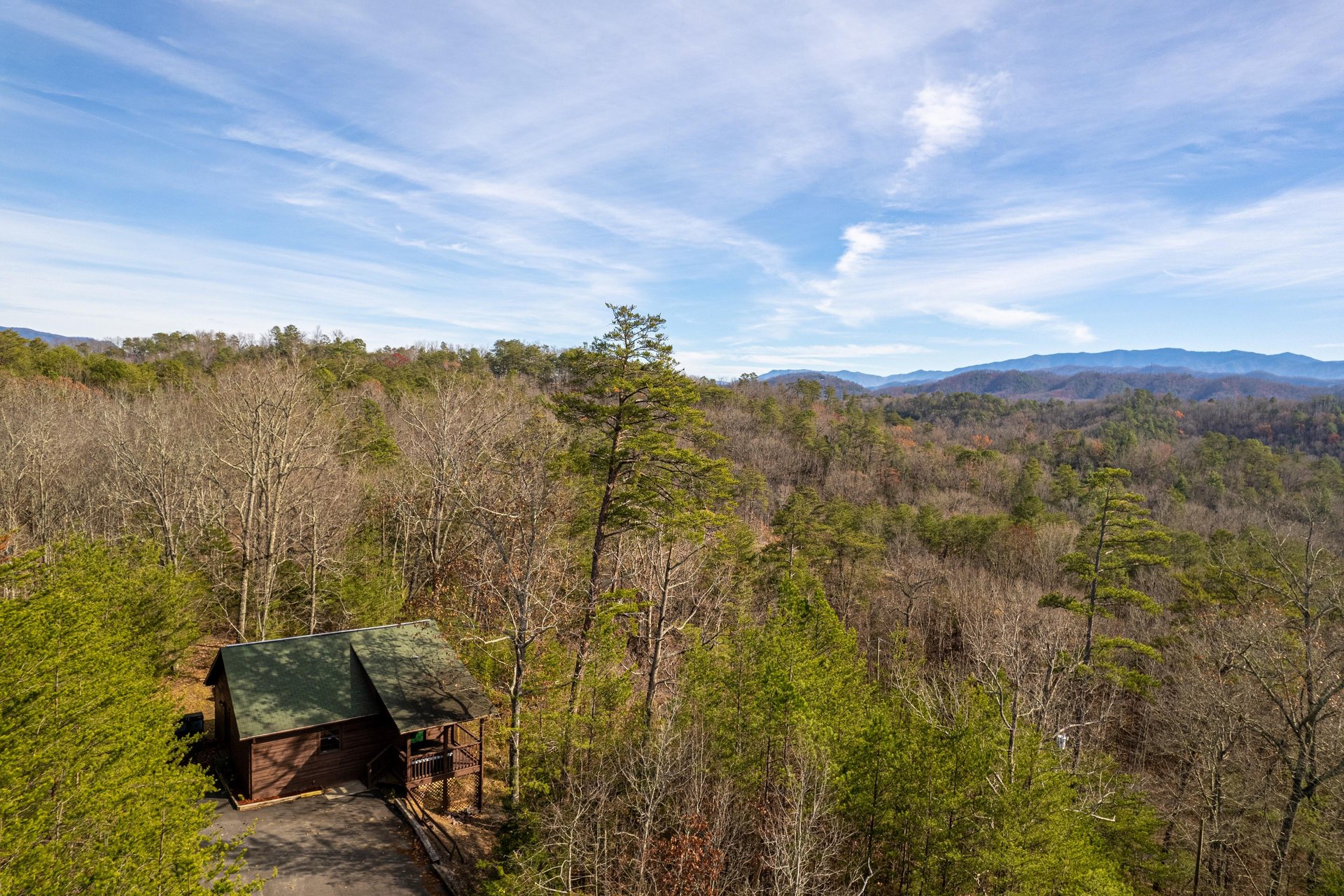 Aerial view at Liams Lookout, a 2 bedroom cabin rental located in Pigeon Forge