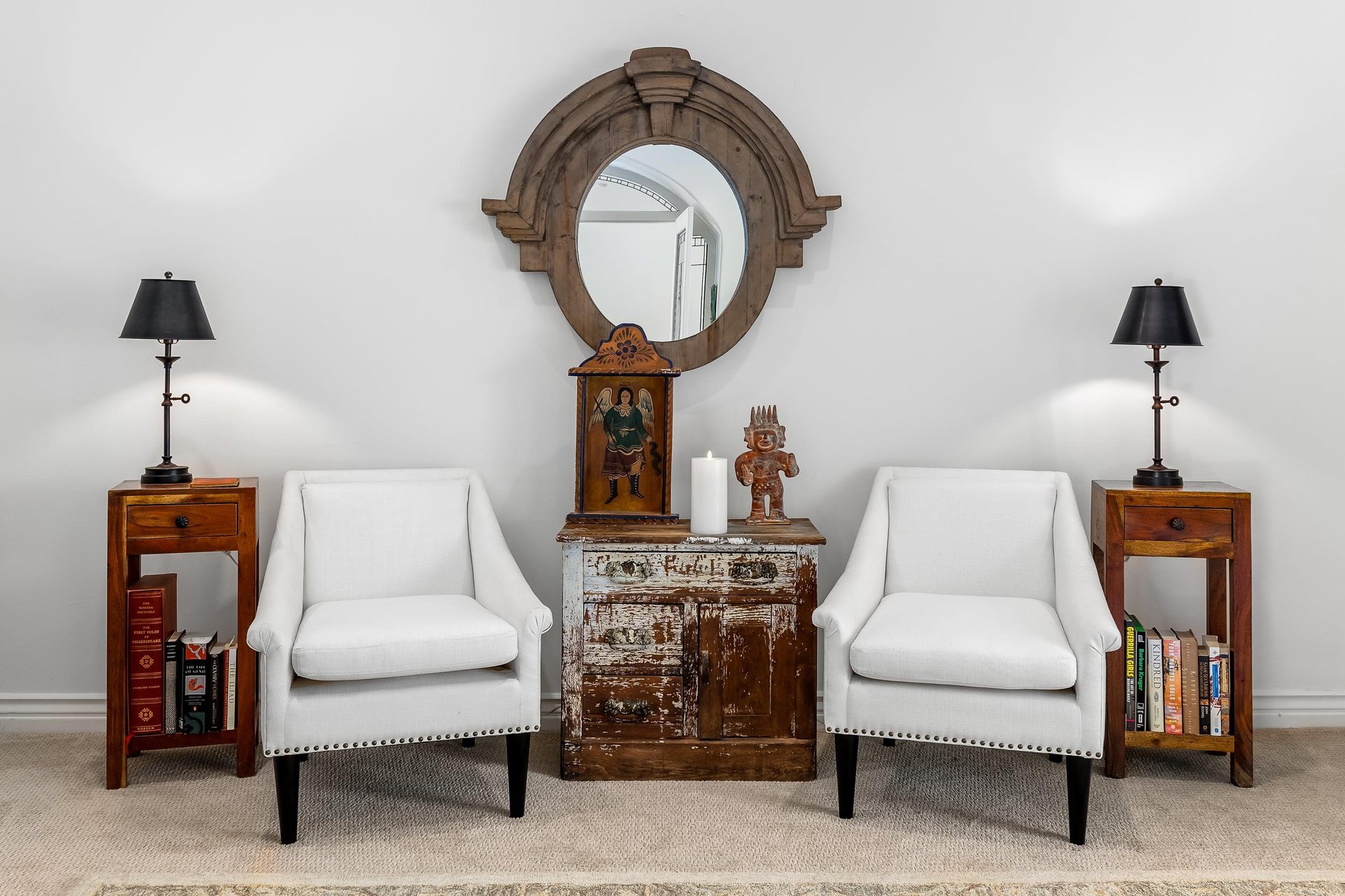Two plush armchairs
