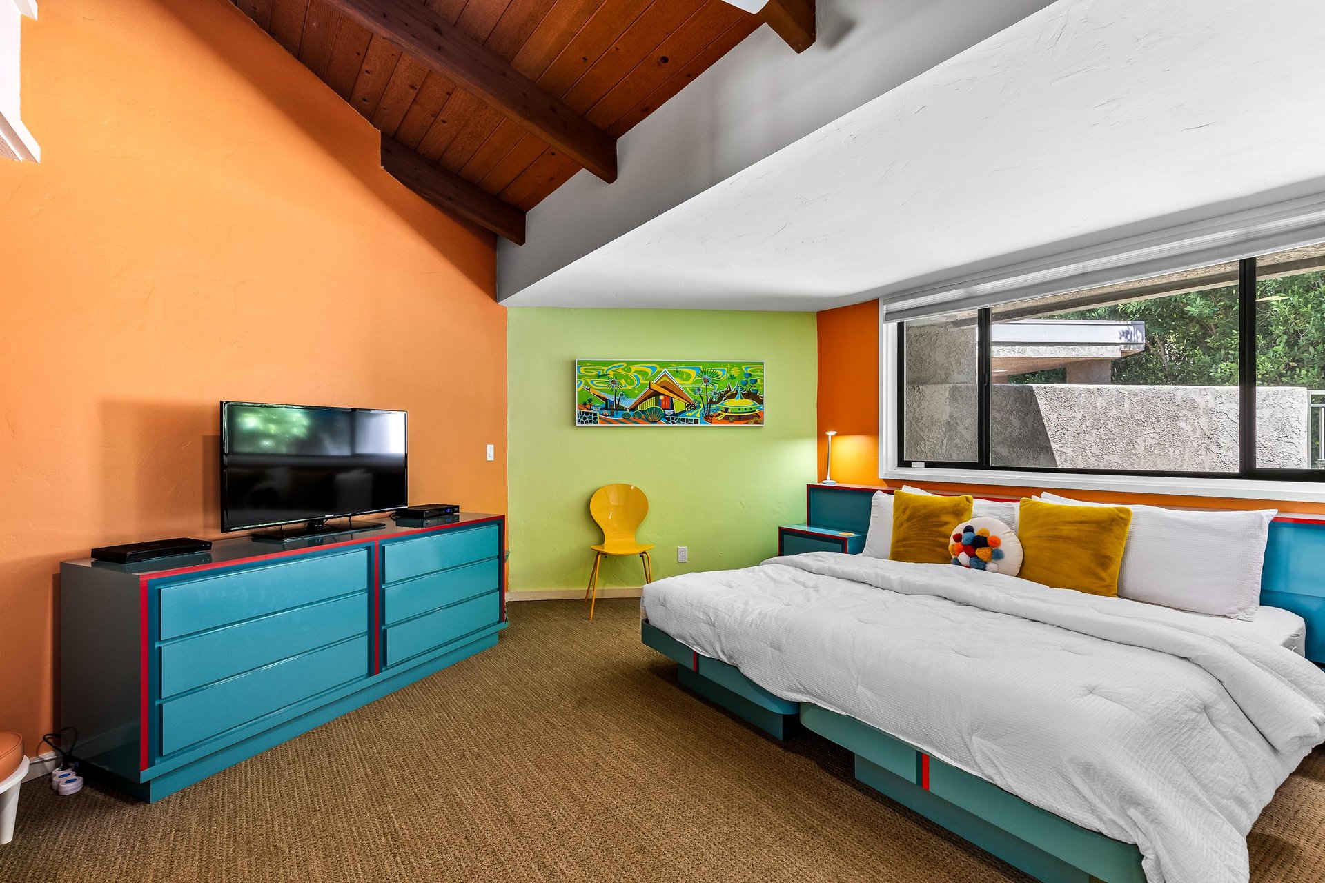 Colorful guest bedroom
