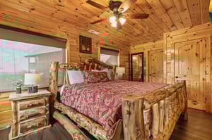 King bed with windows