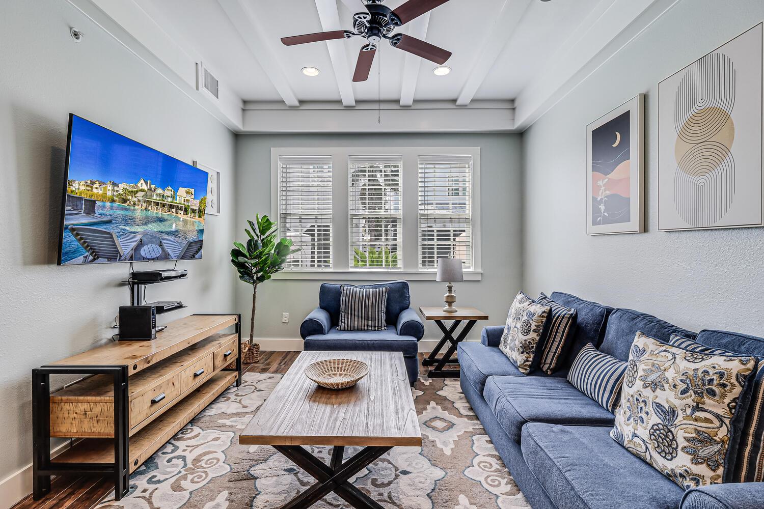 Cozy Living Room Seating with 65 Smart TV