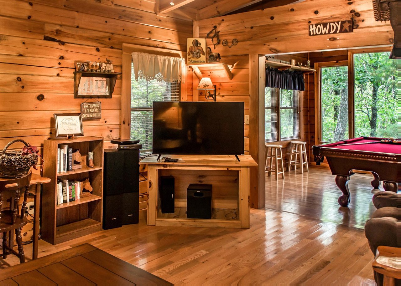 Enjoy movie nights with big screen televisions equipped with Roku or DVD players.