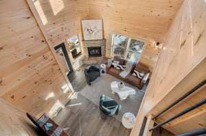 looking down into living room