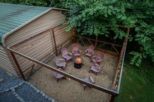 Outdoor chairs around firepit