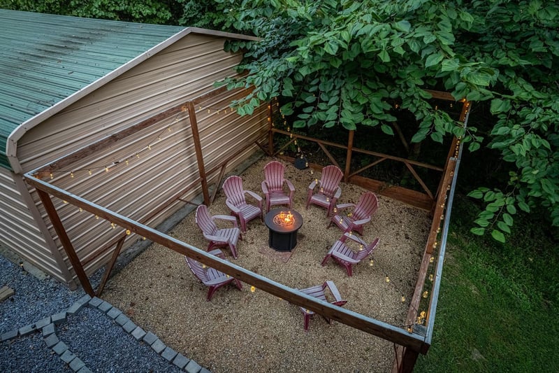 Outdoor chairs around firepit