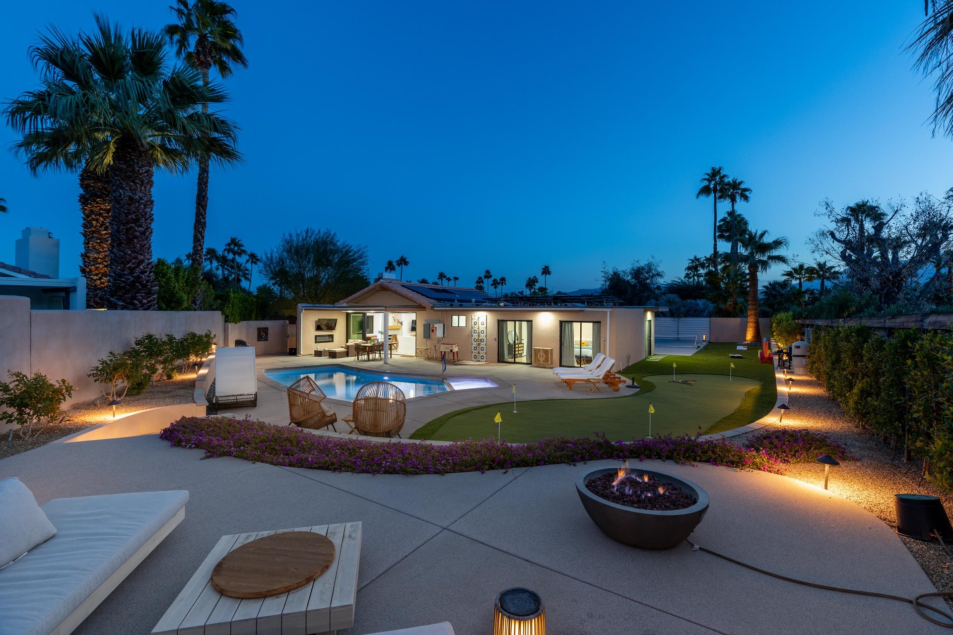 Huge back yard with firepit