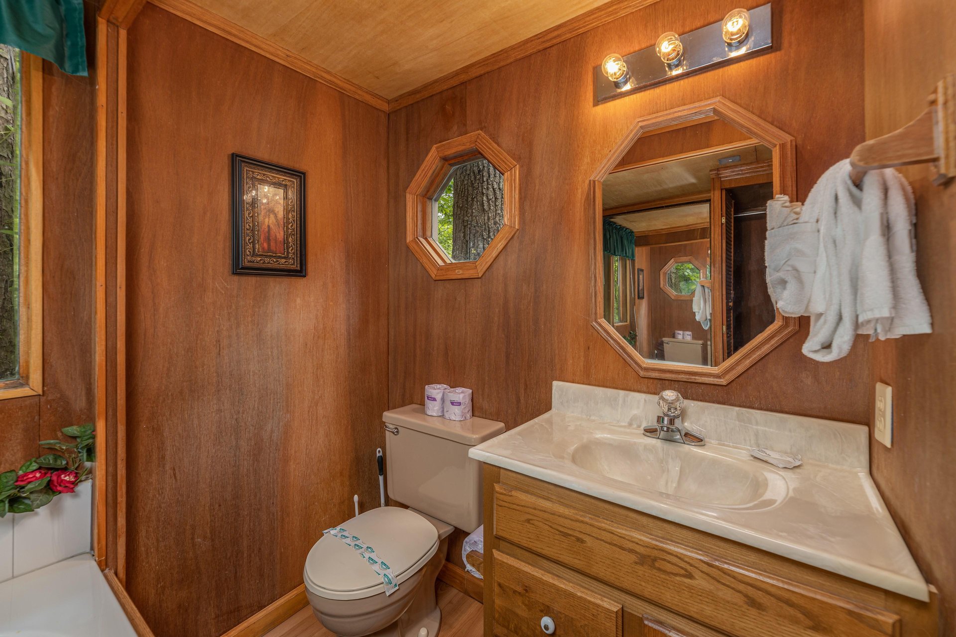 Bathroom at Heavenly Hideaway, a 2bedroom cabin rental located in Gatlinburg