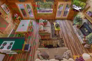 overhead living room view at angels majestic view a 3 bedroom cabin rental located in pigeon forge