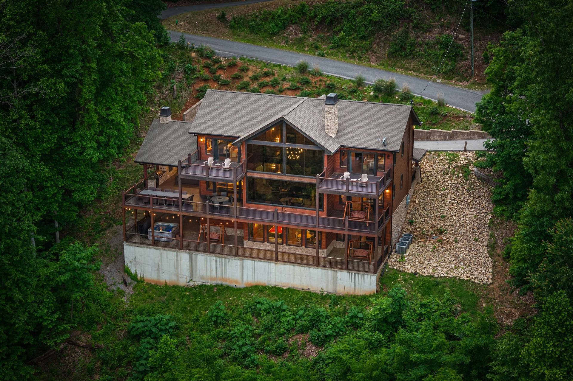 Black Bear  Biscuits aerial view of cabin from back