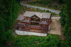 Black Bear  Biscuits aerial view of cabin from back