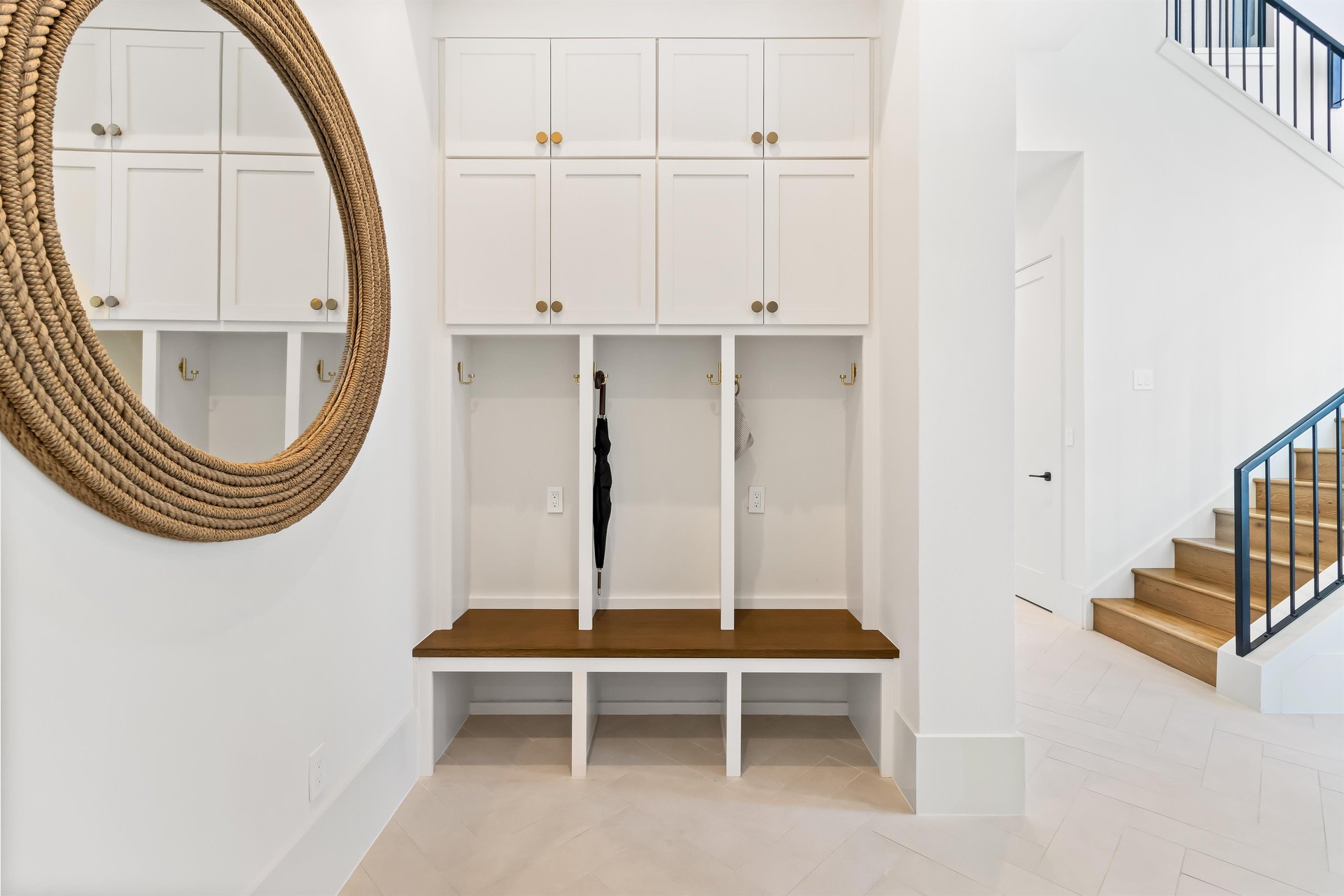 Foyer With Storage and Towel Hooks