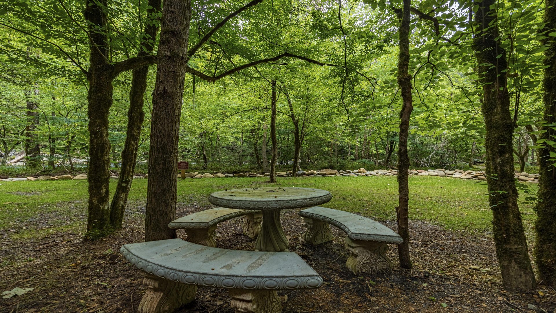 Outdoor seating and table
