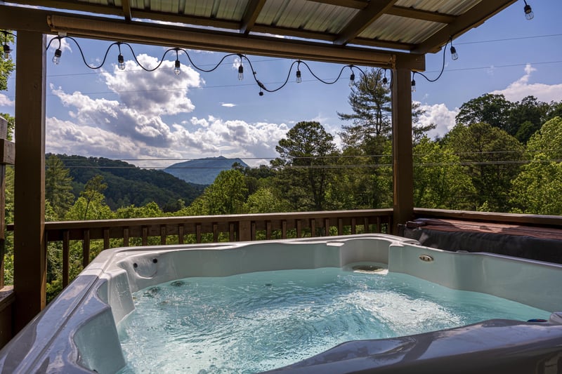 Hot tub under covered deck