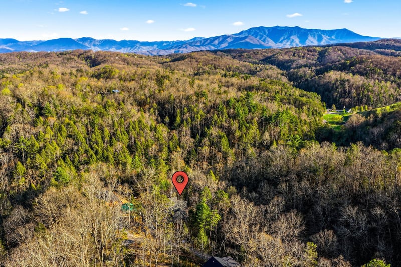 Nestled among rolling forested hills with stunning mountain views stretching to the horizon.
